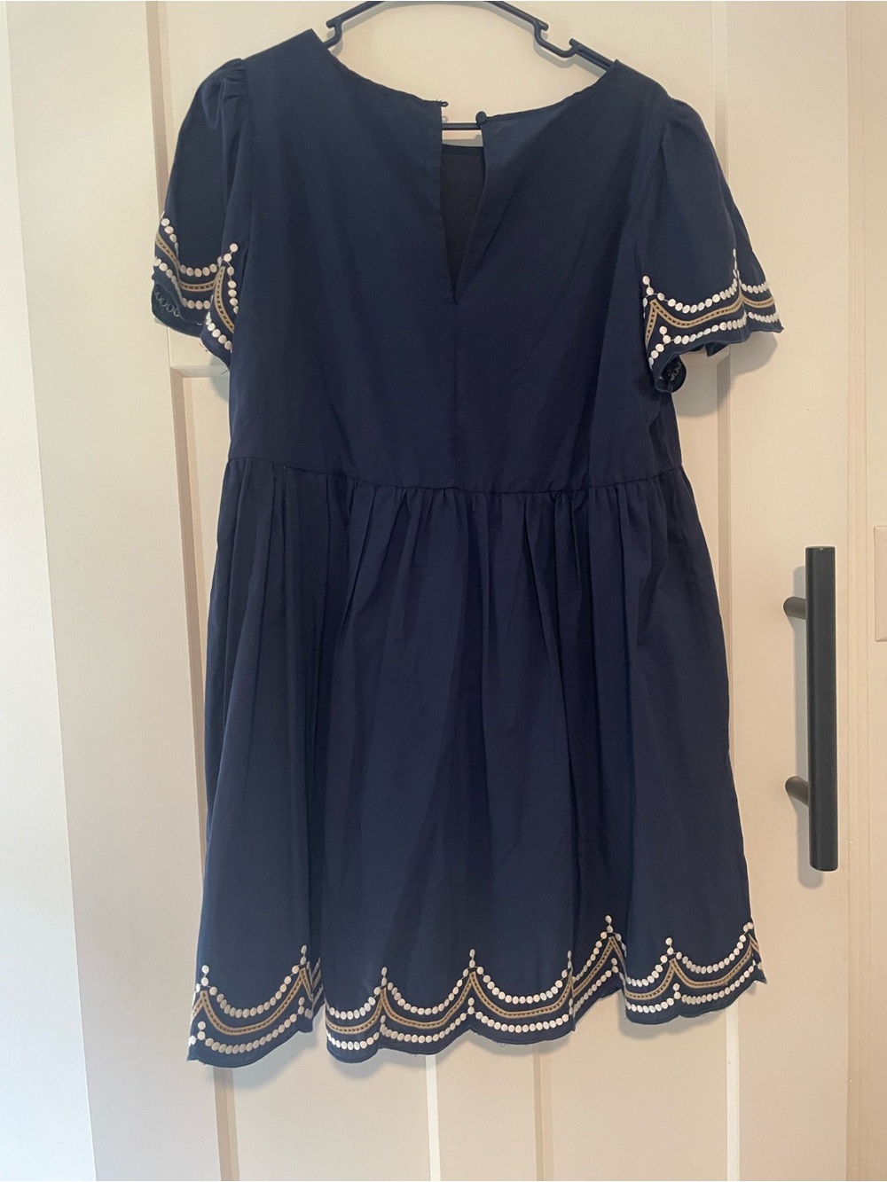 Navy Scalloped Embroidered